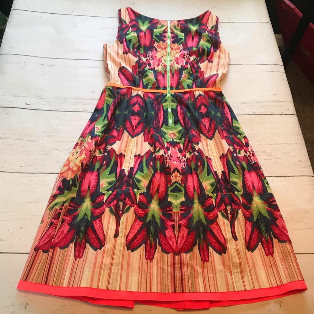 T Tahari Floral and striped Dress Size 6 - Picture 7 of 7
